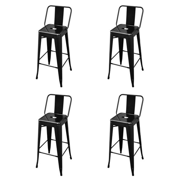 vidaXL Tabourets de bar lot de 4 noir acier