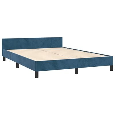 vidaXL Cadre de lit avec tête de lit Bleu foncé 140x200 cm Velours