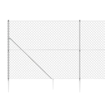 vidaXL Clôture à mailles losangées avec ancrage argenté 2x25 m