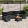 vidaXL Ensemble de canap&eacute; de jardin avec coussin 8 pcs Noir Poly rotin