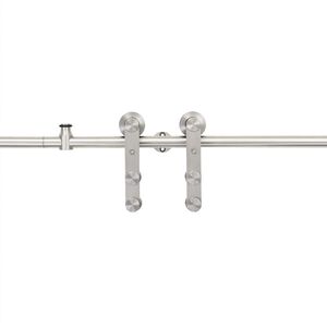 vidaXL Kit fixation porte coulissante 183 cm Acier inoxydable Argent&eacute;