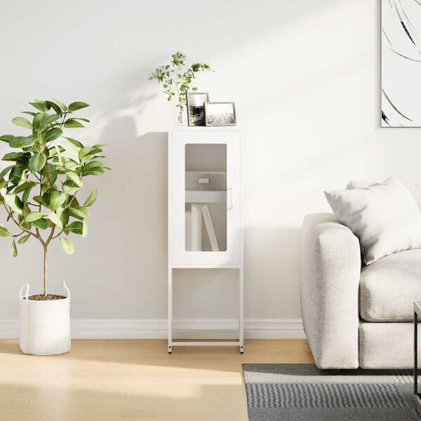 vidaXL Buffet blanc 36x39x107 cm acier lamin&eacute; &agrave; froid