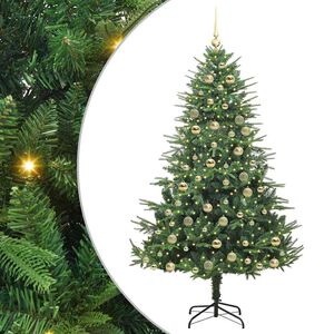 vidaXL Arbre de No&euml;l artificiel pr&eacute;-&eacute;clair&eacute; avec ensemble de boules