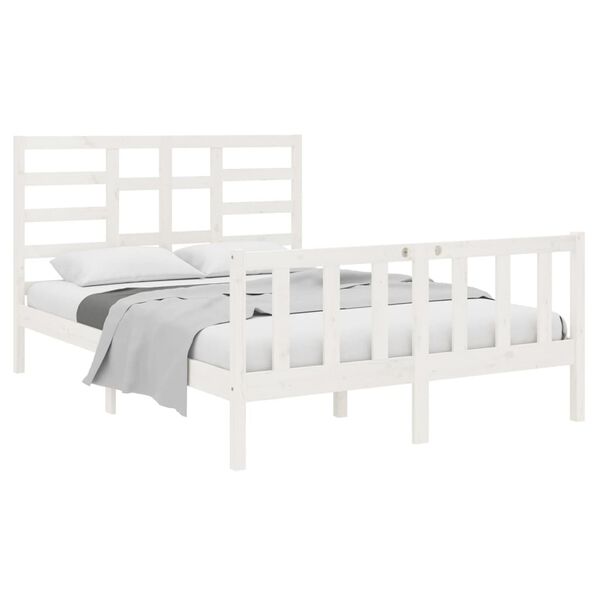 vidaXL Cadre de lit sans matelas blanc bois massif 135x190 cm