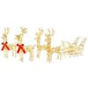 vidaXL Renne de No&euml;l avec tra&icirc;neau 5 pc 240 LED Blanc chaud