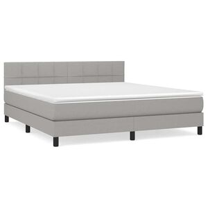 vidaXL Sommier &agrave; lattes de lit avec matelas Gris clair 160x200cm Tissu