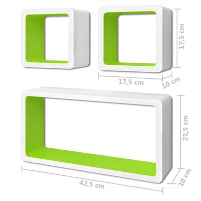 vidaXL Étagères murales Forme de cube 6 pcs Blanc et vert