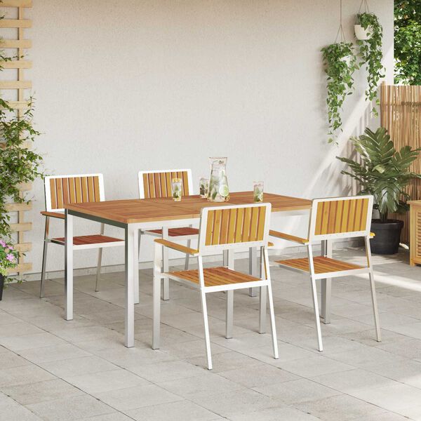 vidaXL Ensemble de repas ext&eacute;rieur 5 pcs Marron Bois d'Acacia Massif