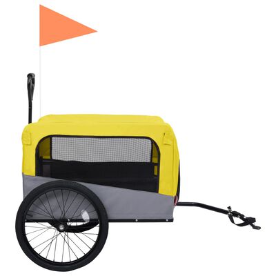 vidaXL Remorque de vélo pour chiens et poussette 2-en-1 jaune et gris