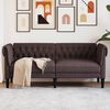 vidaXL Canap&eacute; Chesterfield 2 places marron fonc&eacute; tissu
