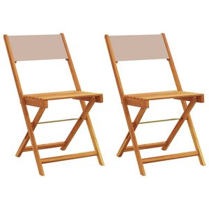 vidaXL Chaises pliantes 2 pi&egrave;ces en bois d'acacia massif taupe et tissu