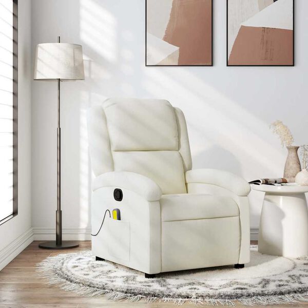vidaXL Fauteuil de massage inclinable cr&egrave;me velours