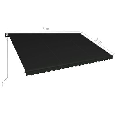 vidaXL Auvent rétractable capteur de vent et LED 500x300cm Anthracite