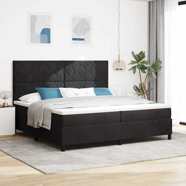 vidaXL Lit &agrave; ressorts avec matelas Noir 200 x 200 cm tissu
