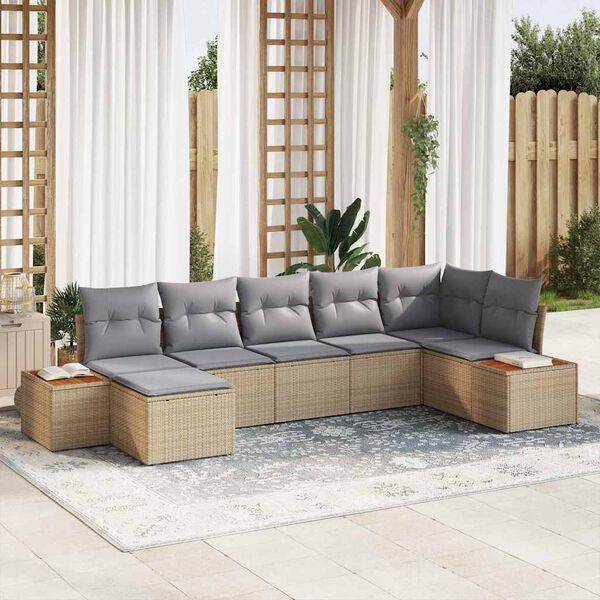 vidaXL Ensemble de canap&eacute; de jardin 8 pcs Beige et Gris clair