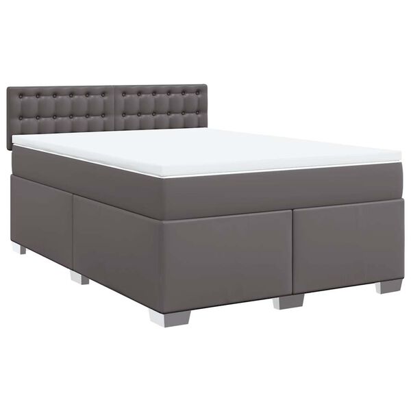 vidaXL Sommier &agrave; lattes de lit avec matelas Gris 140x190 cm Similicuir