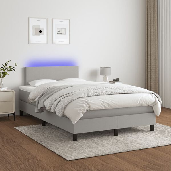 vidaXL Sommier &agrave; lattes de lit matelas LED Gris clair 120x200 cm Tissu