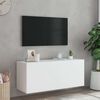 vidaXL Meuble TV mural avec lumi&egrave;res LED blanc 100x35x41 cm