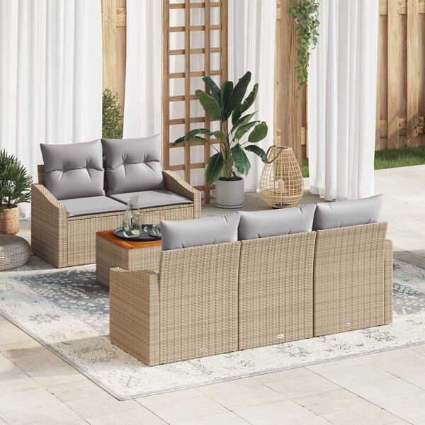 vidaXL Ensemble de canap&eacute; de jardin 6 pcs Beige et Gris clair