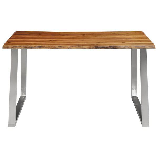 vidaXL Table à manger 140x80x75 cm Bois d'acacia et acier inoxydable