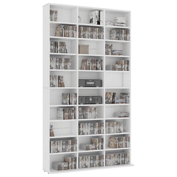 vidaXL Armoire &agrave; CD Blanc 102x23x177,5 cm Bois d'ing&eacute;nierie