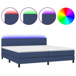 vidaXL Sommier &agrave; lattes de lit et matelas et LED Bleu 200x200 cm Tissu