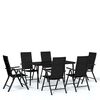 vidaXL Ensemble &agrave; manger de jardin 7 pcs Noir