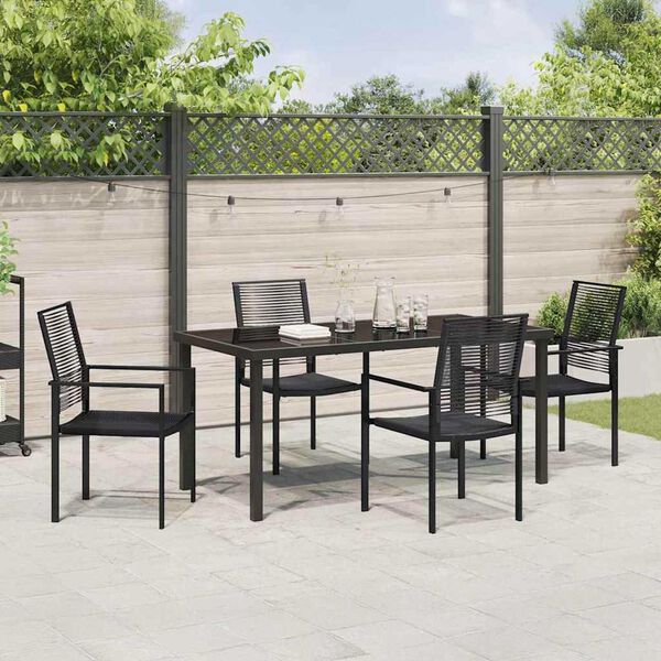 vidaXL Ensemble de salle &agrave; manger pour jardin 5 pcs Noir