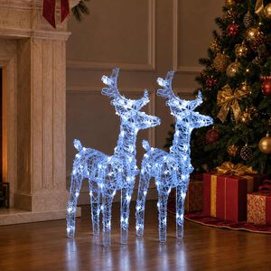 vidaXL Rennes de No&euml;l 2 pcs 80 LED Blanc froid Acrylique