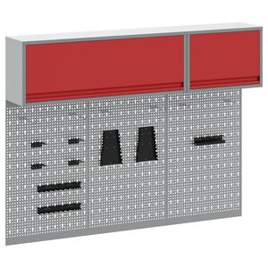 vidaXL Ensemble d'armoires &agrave; outils 5 pc Rouge Acier enduit de poudre