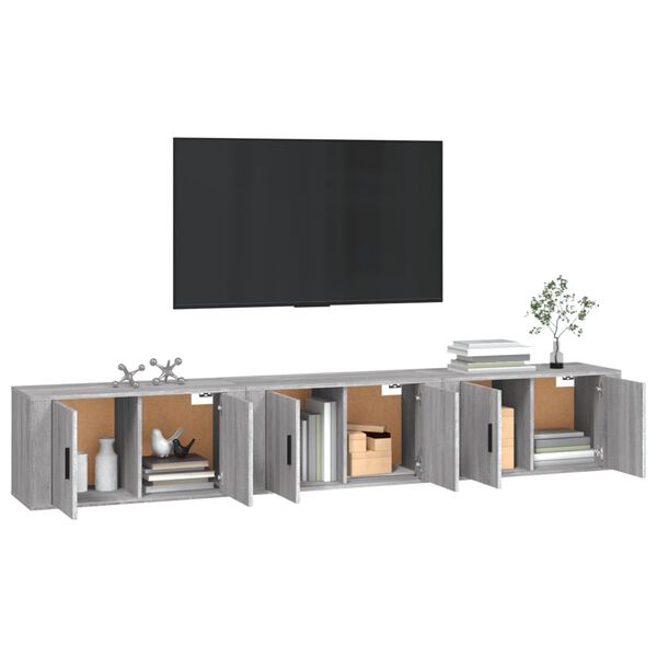 vidaXL Meubles TV muraux 3 pcs sonoma gris 80x34,5x40 cm