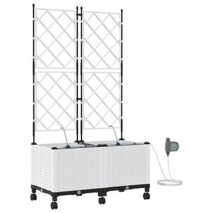 vidaXL Porte-plante de jardin avec irrigation et roues 2 pc Blanc PP