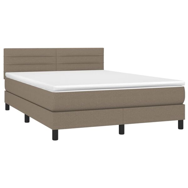 vidaXL Sommier &agrave; lattes de lit avec matelas LED Taupe 140x190 cm Tissu