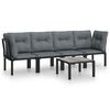 vidaXL Salon de jardin 5 pcs noir et gris r&eacute;sine tress&eacute;e