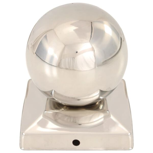 vidaXL Bouchons de poteau 6 pcs Globe final Acier inoxydable 91x91 mm