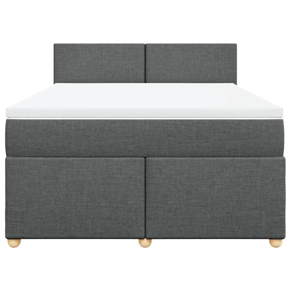 vidaXL Sommier &agrave; lattes de lit avec matelas Gris fonc&eacute; 160x200cm Tissu