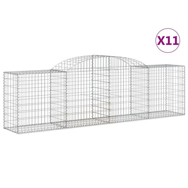 vidaXL Paniers &agrave; gabions arqu&eacute;s 11 pcs 300x50x80/100 cm fer galvanis&eacute;