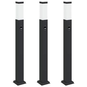 vidaXL Bornes lumineuses avec d&eacute;tecteur lot de 3 80 cm noir IP44