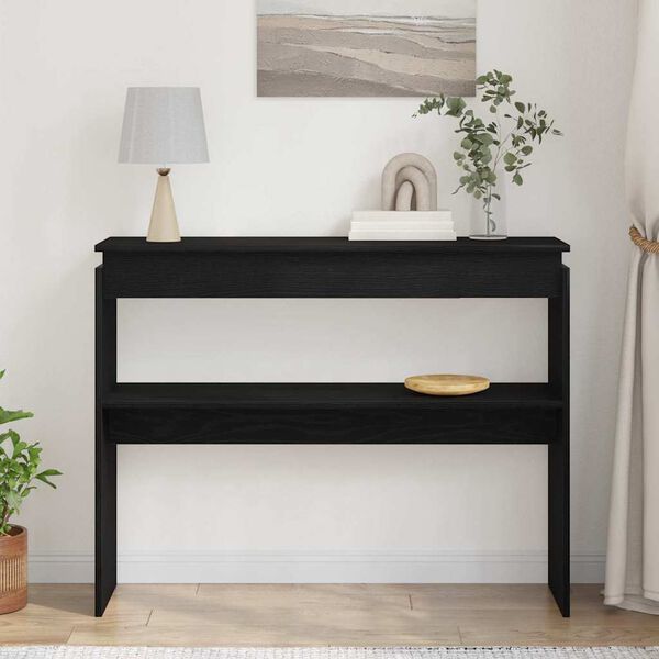 vidaXL Table console Ch&ecirc;ne noir 80 x 30 x 102 cm Bois d'ing&eacute;nierie