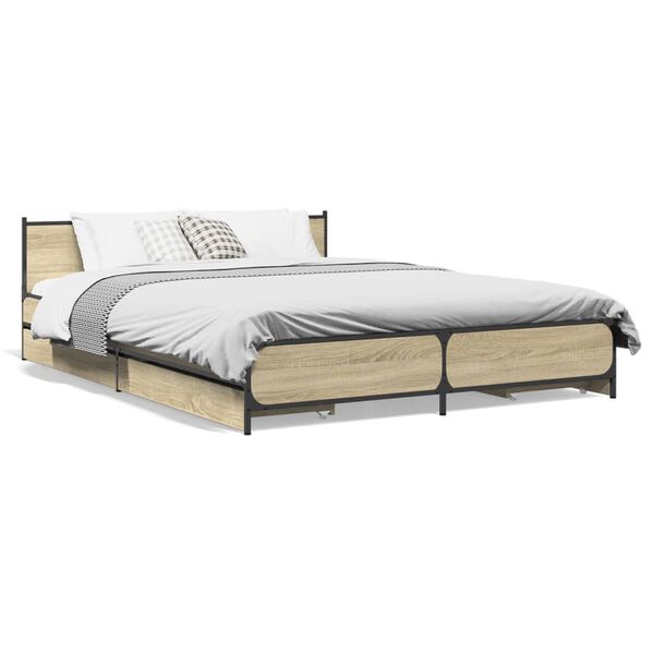 vidaXL Cadre de lit avec tiroirs sans matelas ch&ecirc;ne sonoma 120x190 cm