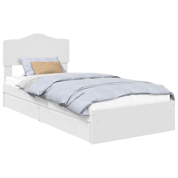 vidaXL Lit de Rangement Blanc 90 x 190 cm Bois d'ing&eacute;nierie