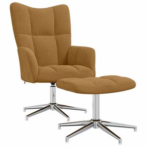 vidaXL Chaise de relaxation avec tabouret Marron Velours
