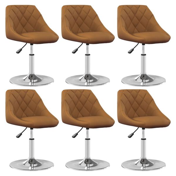 vidaXL Chaises pivotantes &agrave; manger lot de 6 Marron Velours
