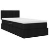vidaXL Lit avec rangement et LED avec matelas Noir 90 x 190 cm tissu