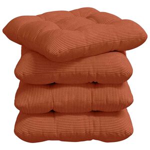 vidaXL Coussins de si&egrave;ge 4 pc Tissu en velours c&ocirc;tel&eacute; Rouge orange