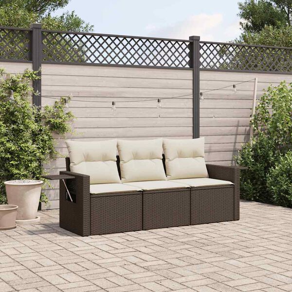 vidaXL Salon de jardin avec coussins 3 pcs marron r&eacute;sine tress&eacute;e