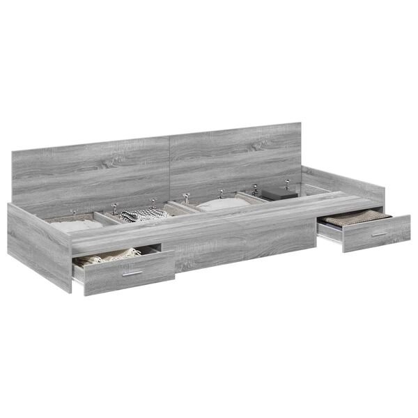 vidaXL Cadre de lit Gris Sonoma 70 x 190 cm Bois d'ing&eacute;nierie