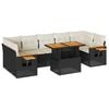 vidaXL Salon de jardin avec coussins 8 pcs noir r&eacute;sine tress&eacute;e acacia