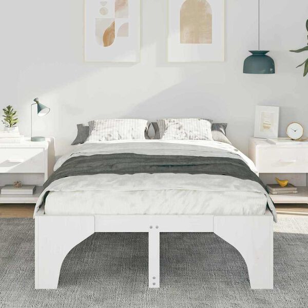 vidaXL Cadre de lit Blanc 120 x 190 cm Pin massif