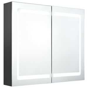 vidaXL Armoire de salle de bain &agrave; miroir LED gris 80x12x68 cm